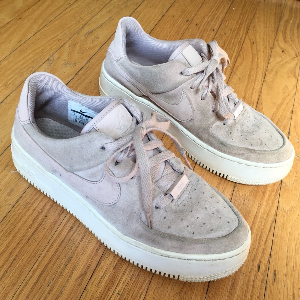 Nike Air Force 1 Tan Suede Platform Sneakers